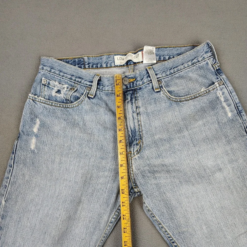 Vintage Y2K Levis Low Boot Cut 34x28 Blue Patchwork Thrashed Skater Grunge Rave